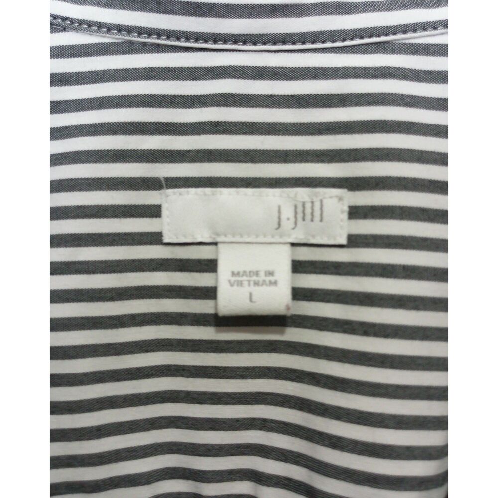 J. Jill Striped Button Front Shirt Large Gray White Stretch Tunic Career Casual - Picture 4 of 10